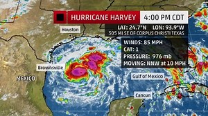 Hurricane Harvey is still a Category 1 Hurricane with 85 mph winds. The Hurricane Warning has been extended northeast of Matagorda to Sargent Texas. | The Weather Channel