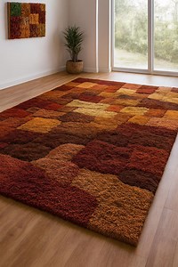Autumn Mosaic Hand-tufted Wool Rug Warm Brown, Rust & Gold Geometric Carpet - Etsy Australia