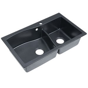 [Hot Item] 2024popular Rectangular Double Bowl with Drainboard Stone Quartz Granite Material Kitchen Sink