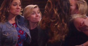 Kelly Brook lesbian kiss with Elisha Cuthbert sets the tone for One Big Happy