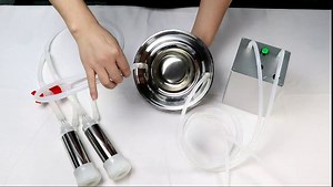 Electric Goat Milking Machine for Cows Sheep Portable Pulsation Milking Machine Single Bucket Piston Vacuum Pump (5L)