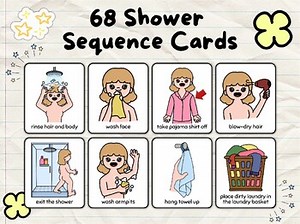 Shower Sequence Cards for Girls | Special Needs | Autism AAC Life Skill