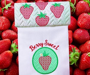 Made 100% in the hoop of your embroidery machine, you can stitch up a berry sweet Towel Topper that wraps around the handle of your oven! This design features a strap to hold on to your towel and allows for an easy way to change out your towel. Check it out here: https://picklepiedesigns.com/products/strawberry-towel-toppers-in-the-hoop-machine-embroidery-design AND Don't forget to hop on our Facebook page at 3:00 ET Today to join Lisa on Facebook Live!! -----------------------------------------