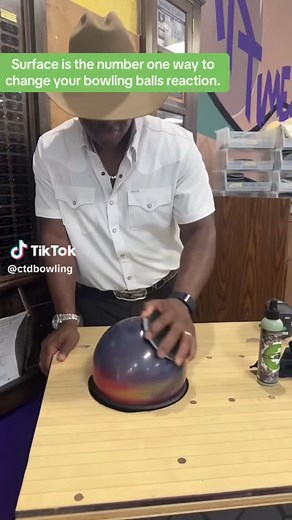 With TruCuT Conditioner and Sanding pads you can sand a bowling ball, keep your shirt clean and 😁 We are Creating the Difference in Bowling #Cowboy #creatingthedifference #BowlingBall #TruCuT #Sanding | Ronald Hickland Jr.