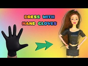 How to make barbie clothes from hand gloves/Easy barbie doll crafts
