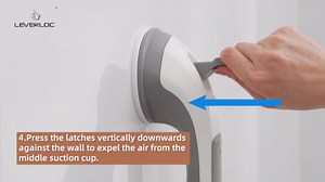 LEVERLOC Grab Bars for Bathtubs and Showers, Shower Handle 17 Inch Strong Suction Bath Handrails, Safety Grip for Bathroom Chair, Bathroom Grab Bar for Senior No Drilling Waterproof,Grey