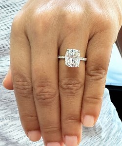 Solitaire Rectangular Cushion Cut Diamonds Engagement Ring Four Prong Wedding Ring Set in 14K Solid Yellow Gold Bridal Ring for Her 4.25ctw - Etsy