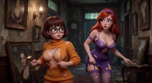 Velma and Daphne Become Fully Nude in Haunted Mansion Ghost Mystery as Their Clothes Tear During Investigation