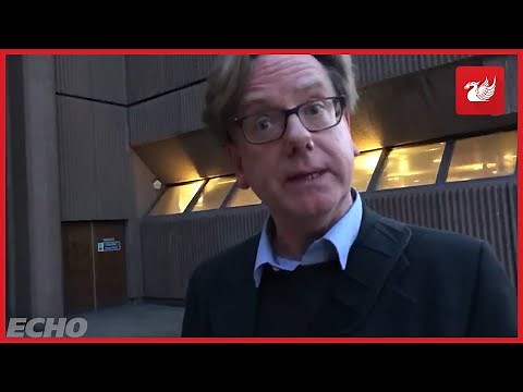 Reporter confronts guilty angry Liverpool city councillor Dave Cummings outside court