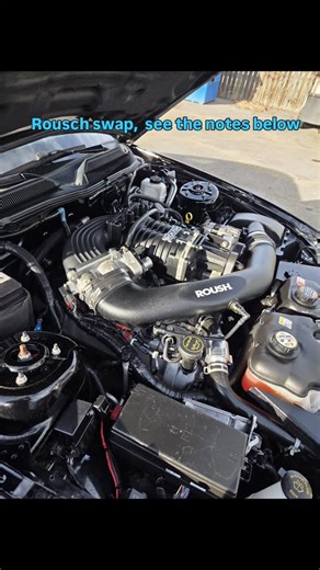 Codey with a complete engine swap of a rousch super charged intercooled engine from a donor car into this customers non rousch mustang. Codeys attention to detail makes it look like it is meant to be there! Great Job Codey. #erolsautomotive ##napaautopro ##itstrue | Erols Automotive, Napa Autopro, An AMVIC licencee