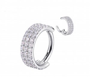 [Hot Item] ASTM F136 3 Lines CZ Higned Segment Ring Segment Clicker 16g