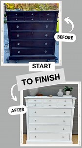 ⬇️All the details! My process for refinishing this beautiful dresser was pretty straightforward since it did not have extensive damage other than water damage to the top. So I started by removing the hardware and cleaning everything with degreaser. Once everything was clean, I scuffed sanded the entire piece, using my surf prep detail sander with a sanding sponge so that I could sand around all of the curved edges of the drawers and the detail on the top drawer. I switched to a standard sandpape