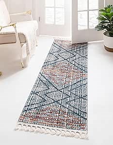 Unique Loom Aramis Collection Area Rug - Kavi (2' x 8' Runner, Blue/ Ivory)