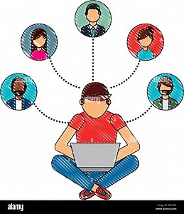 man using laptop connection group people vector illustration Stock Vector Image & Art - Alamy
