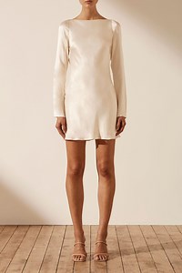 La Lune Long Sleeve Backless Mini Dress | Cream | Dresses | Shona Joy
