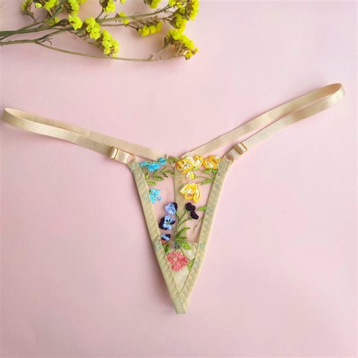 Extreme Micro Thong Cheeky Undies Floral Lace - Etsy