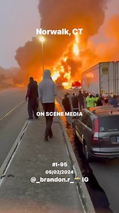 🚨Tanker Tractor Trailer and Flatbed Tractor Trailer Crash/ Fire I-95 Norwalk This Morning 05/02/2024- Norwalk Fire Department and crews remain on scene, highway is shutdown. Unknown injuries. Will update if we get more info | On Scene Media New Haven County
