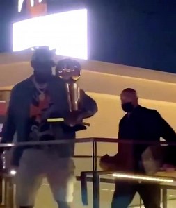LeBron James carrying the Larry O'Brien trophy through Vegas is the best flex | Basketball Forever