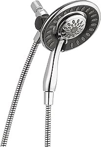 Delta Faucet 4-Spray In2ition 2-in-1 Dual Hand Held Shower Head, Chrome Shower Head with Handheld Spray, Double Shower Head, Detachable Shower Head, Hand Held Shower Head with Hose, Chrome 58065