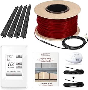 WarmlyYours 30 sqft (120V) Electric Radiant Floor Heating System Cable Kit with Underfloor Heated Cable, WiFi Programmable Thermostat, Floor Sensor, and Circuit Tester