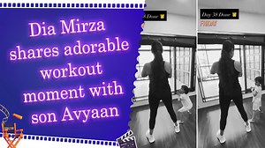 Dia Mirza gives a peek into her fitness routine while son Avyaan sweetly copies her