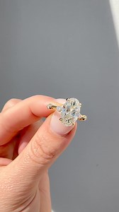 The newest addition to our ready to propose collection ✨ Our beautiful Starlight setting perfected in yellow gold with the most gorgeous 3 carat elongated oval diamond. ✨DM to inquire. #ovaldiamond #ovalengagementring #engagementring #elongatedoval | J.R. Dunn Jewelers