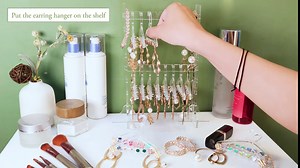 OAOLEER Earring Holder Organizer, Acrylic 2 Tiers 128 Holes Coat Hanger Rack Earring Display Stand Large Capacity Jewelry Storage for Women Girls (Acrylic 1)