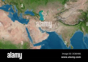 Iran map - extract. Regions. Satellite. Labels Stock Video Footage - Alamy