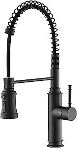 Sumerain Pull-Out Spring Sprayer Kitchen Sink Faucet with 360° Rotating Spout and Single Level Handle, Matte Black