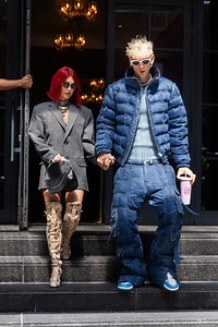 Megan Fox channels Poison Ivy with white feathered hair extensions