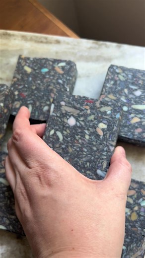 Rebatch soap made from bits and pieces of previous batches 🖤#soap #handmadesoap #witchy #smellgood