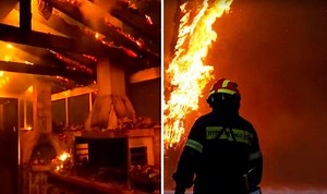 Greece wildfire: Huge blaze engulfs homes
