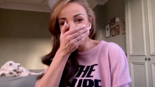 Helen George’s dog causes chaos in background of live BBC interview