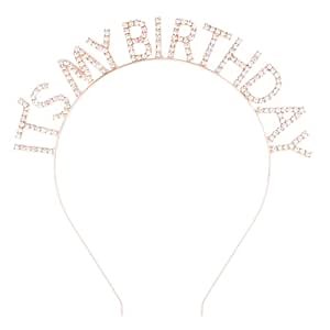 Rose Gold Birthday Crown for Girls - Cute Happy Birthday Tiara for Women - Headband Decorations Gift