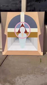 Large hard edge abstract art comin at ya! Unsigned. Measures 47x47. #midcentury #midcenturymodern #art #hardedge #artist #fresno #fresnocalifornia #explorepage | Re-Loved Vintage