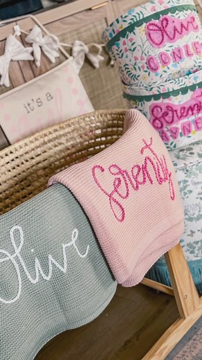 I loved making this order for sweet Serenity & Olive 💞 #embroidery #blankets #baskets #totes #embroidered #embroideries #embroideredblankets #yarn #embroiderer #embroiderersofinstagram | and just like that designs