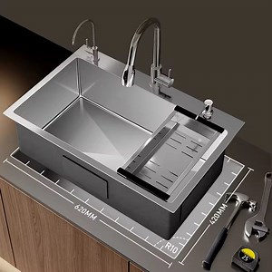 [Hot Item] Rectangular 201/304 Single Bowl Stainless Steel Smart Multifunction Kitchen Sinks