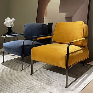 [Hot Item] Liyu Modern Armchair Luxury Gold Metal Frame Single Sofa Chair for Living Room Furniture