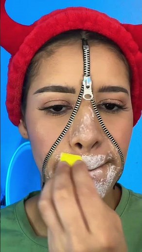 Simple glam / scary zipper face makeup tutorial 🫢 #halloweenmakeuplook #makeuptutorial #makeupbyme