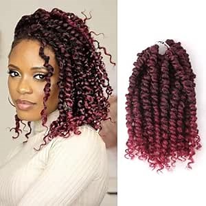 Passion Twist Hair - 8 Inch Passion Twist Crochet Hair For Women 8 Packs Crochet Pretwisted Curly Hair Passion Twists Synthetic Braiding Hair Extensions (8inch (pack of 8), TBUG)