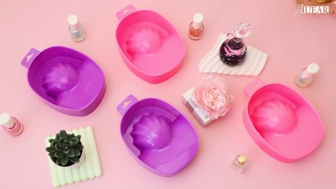 AUEAR, 2 Pack Manicure Bowl Nail Soaking Art Hand Soak Treatment Bowls Tray for SPA Tools (Light Pink)
