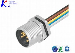 [Hot Item] M23 Male 8-Pin Front Panel Installed Flange Socket Connector with Wire 200mm