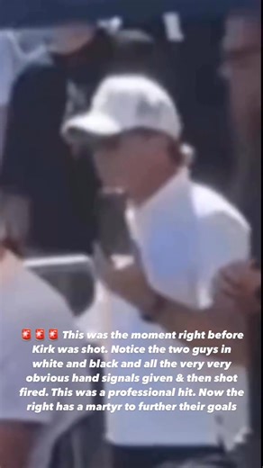 Two men behind Charlie Kirk, giving hand signals right before he was shot. #FalseFlag | NVR: NEVER vote republican