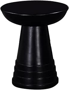 Benjara Side End Table, 16 Inch Round Top, Flared Pedestal Base, Black Solid Wood