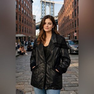 🎀 VINTAGE 🎀 80s Jacqueline Ferrar Chic Black Leather & Suede Jacket Size Medium