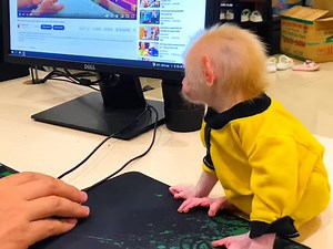 Amazing...First time monkey BiBi asking Dad teaching him how to typing on keyboard, BiBi look so enjoy do it with Dad | Monkey Show Daily