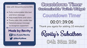 Countdown Timer Widget for Subathon Donothon | Fully Customizable | Stream Widget for Twitch - Etsy