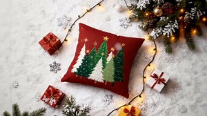 Christmas Pillow Covers 24X24 Set of 2, Red Xmas Tree Winter Decorative Throw Pillowcases Holiday Outdoor Farmhouse Seasonal Cushion Cases Couch Sofa Bed Decor
