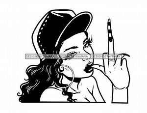 Gangster Latina Woman Wearing Baseball Cap Middle Finger Mean Gesture Long Nails Ghetto Street Dope Girl Vector Design SVG PNG JPG Cut Files - Etsy Canada