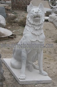 [Hot Item] Life Size Carved Stone Animal Statue Natural White Marble Carving Dog Sculpture for Indoor and Outdoor Decorative (SY-B162)